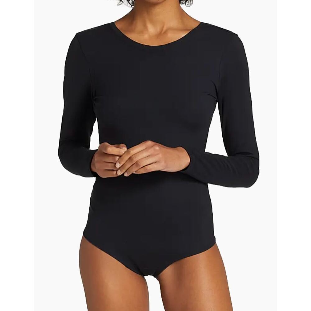 $78 Spanx Long Sleeve Scoop Bodysuit | Womens M, Black NEW - Picture 2 of 6